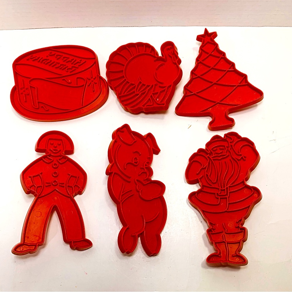Vintage Tupperware Cookie Cutters Christmas Santa Birthday Thanksgiving Pig Boy